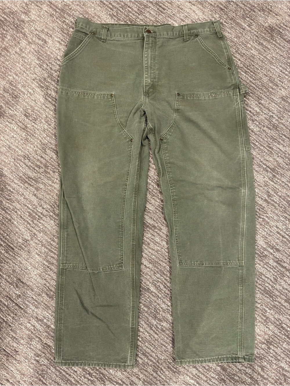 Vintage Carhartt B136 MOS Men’s 40x34 Dungaree Double Knee Work Pants Green